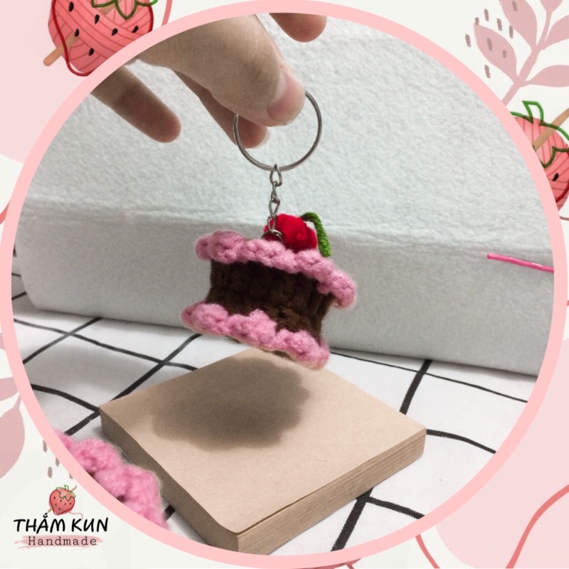 Bánh kem quả cherry handmade 🍒🍒 đan len, móc len tự làm