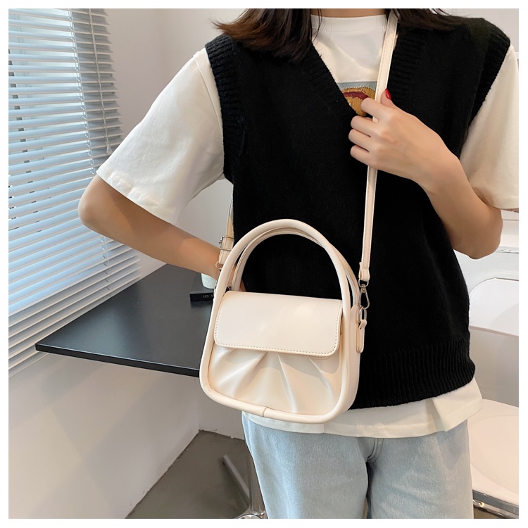 Túi xách nữ đeo chéo kiểu nhúm đơn giản có hai màu xanh dương và trắng