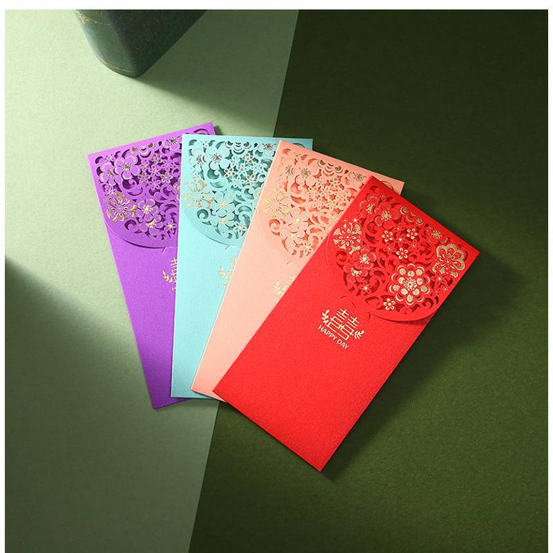 Bộ 10 Bao Lì Xì Màu Đỏ/Xanh Dương/Hồng Phong Cách Cổ Điển Dễ Thương 10pcs Angpao Packet Wedding Red Packet Cute Angpao Money Envelope Long Packets Vintage Angpow Envelopes Pink Blue Purple 结婚红包封
