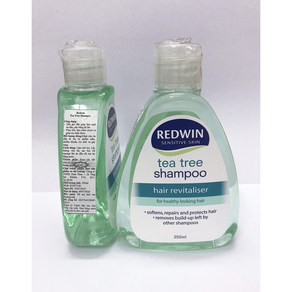 [TEM CTY] REDWIN Tea Tree &amp; Coal Tar Shampoo 250mL - Dầu Gội Phục Hồi Tóc, Hỗ Trợ Viêm Da Tiết Bã