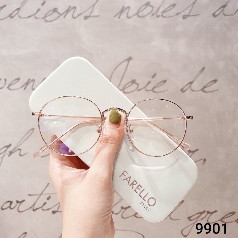 Gọng kính mắt tròn kim loại thời trang nữ 9901 - Gọng kính cận Linaeyewear. Lắp tròng cận theo yêu cầu