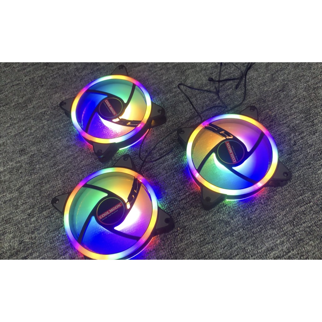 Fan Case 12cm Coolmoon R3 LED, Quạt làm mát, trang trí Case máy tính kích thước 12cmx12cm, Led rất đẹp