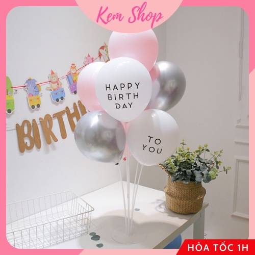 Set bóng kèm trụ bóng 7 nhánh cao 70cm Kem Shop trang trí sinh nhật siêu đẹp - K300