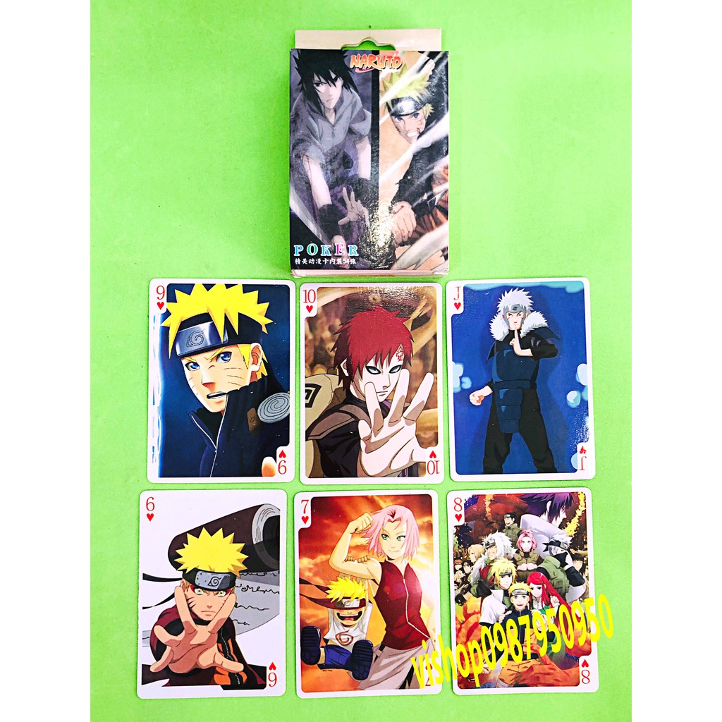 Bộ bài Tây anime NARUTO, bộ tú poker 54 lá in hình anime manga dễ thương độc đáo