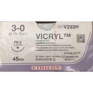 Chỉ vicryl 3-0 mot kim tam giac fs-2 45cm - v293h
