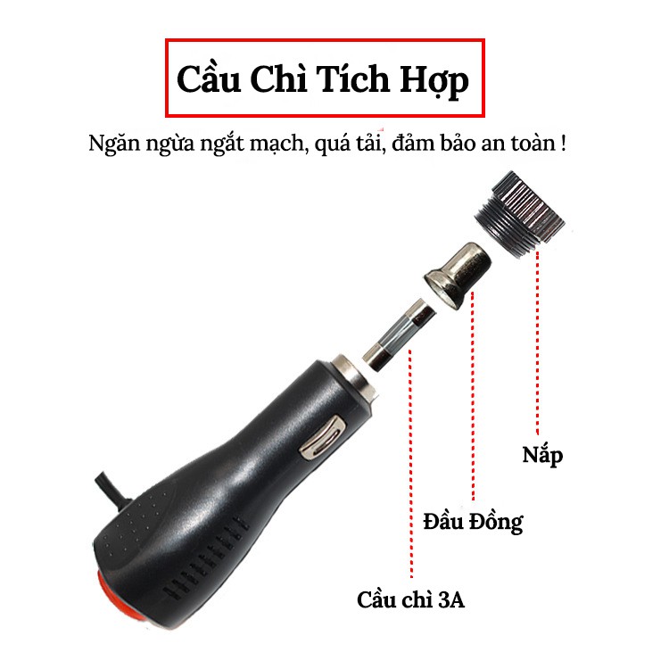 Dây Nguồn Cam Hành Trình Cắm Tẩu Mini USB Cho Xe Ô Tô - Nguồn 12-24v