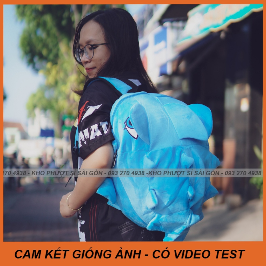 CÓ VIDEO - FREESHIP Balo nhung hình khủng long đựng mũ bảo hiểm 3/4 - mũ fullface đi phượt siêu cute