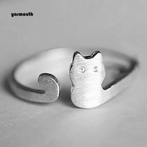 Nhẫn Hở Mạ Bạc Hình Mèo Hoạt Hình Thời Trang Cho Nữ