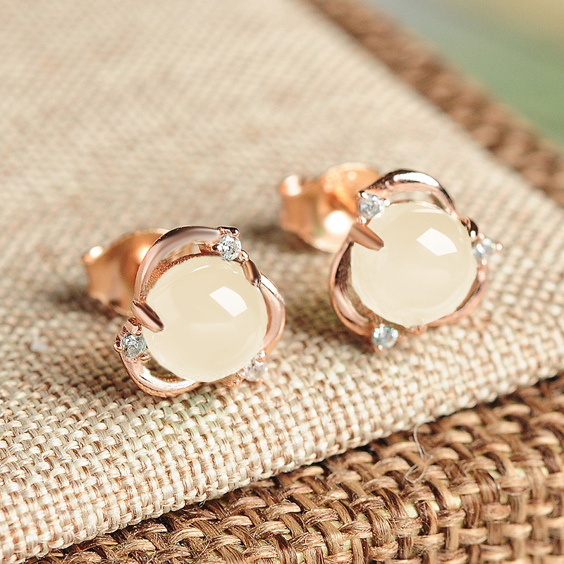 Bông Tai Bạc 925 Đính Đá Canxedon