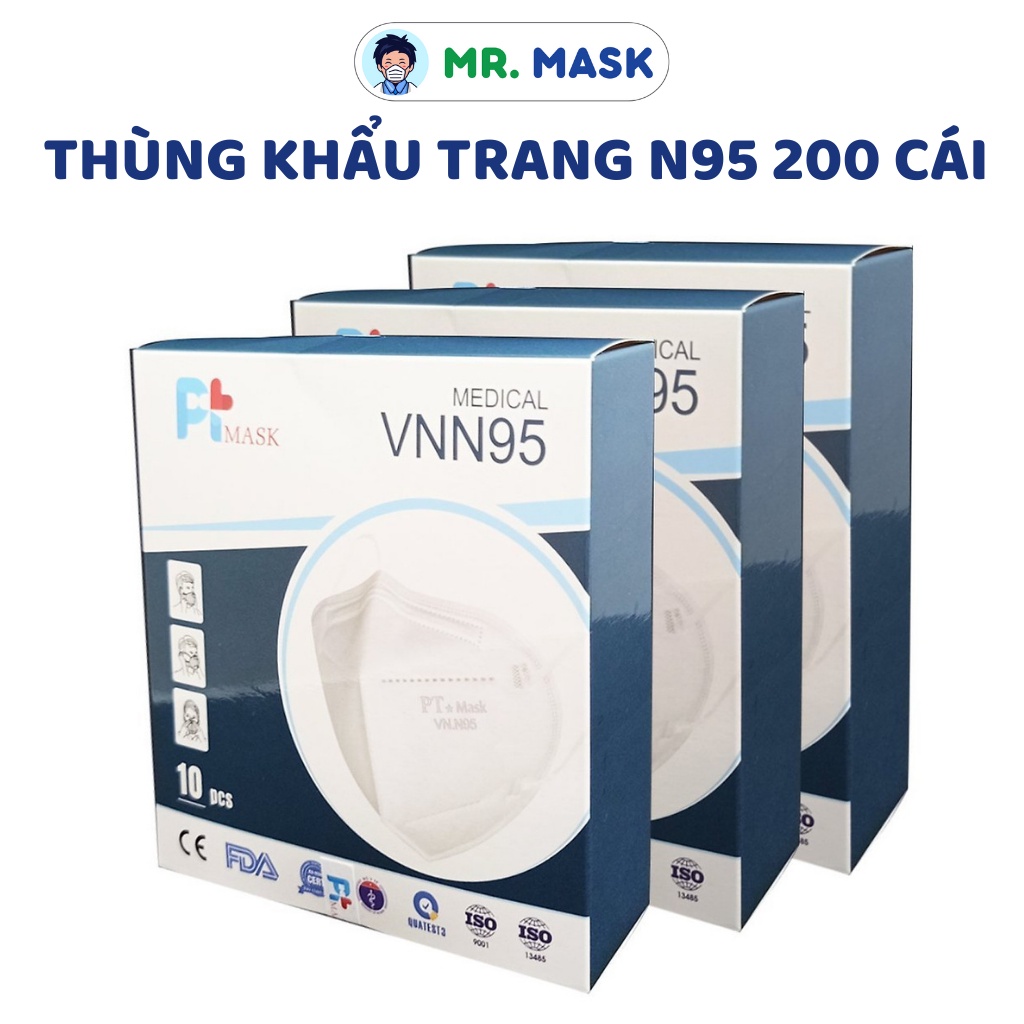 Khẩu Trang Y Tế N95 Thùng 200 Cái Chính Hãng Phương Tuyến, 4 Lớp Kháng Khuẩn, Kháng Bụi, 10 Cái/Hộp, Bảo Vệ Sức Khoẻ