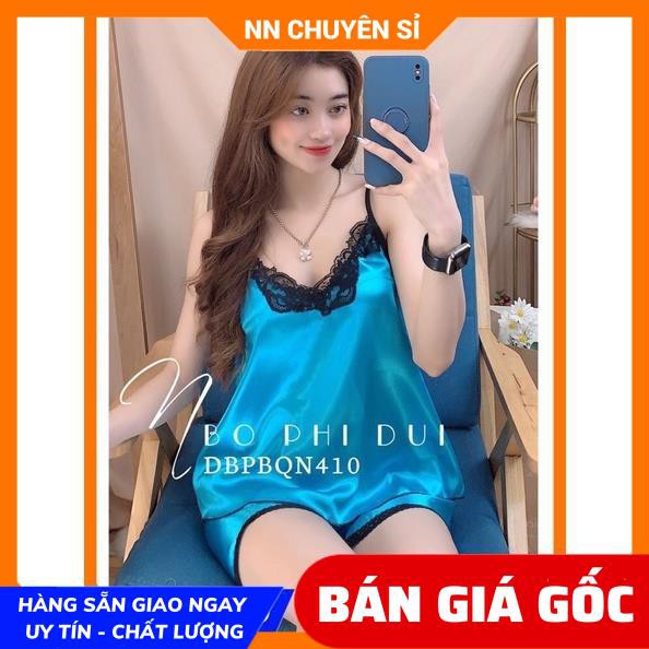 Đồ bộ nữ mặc nhà chất phi bóng mềm mịn mát phối ren dễ thương Đồ bộ sexy BPT