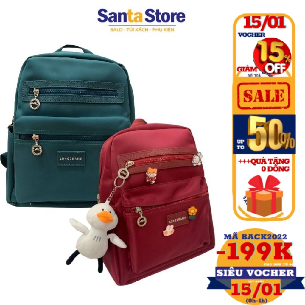 Balo da nữ cao cấp SANTA STORE LC1968 thời trang ulzzang Hàn Quốc học sinh đi học đựng laptop A4, sách vở chống nước