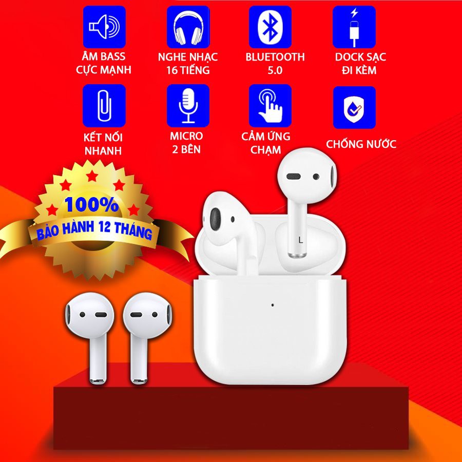 Tai Nghe Bluetooth Airpod 2 Định Vị, Đổi Tên, Bluetooth 5.0 Tiết Kiệm Pin - Bỏ Tai Tắt Nhạc - Lỗi 1 Đổi 1 Trong 60 Ngày