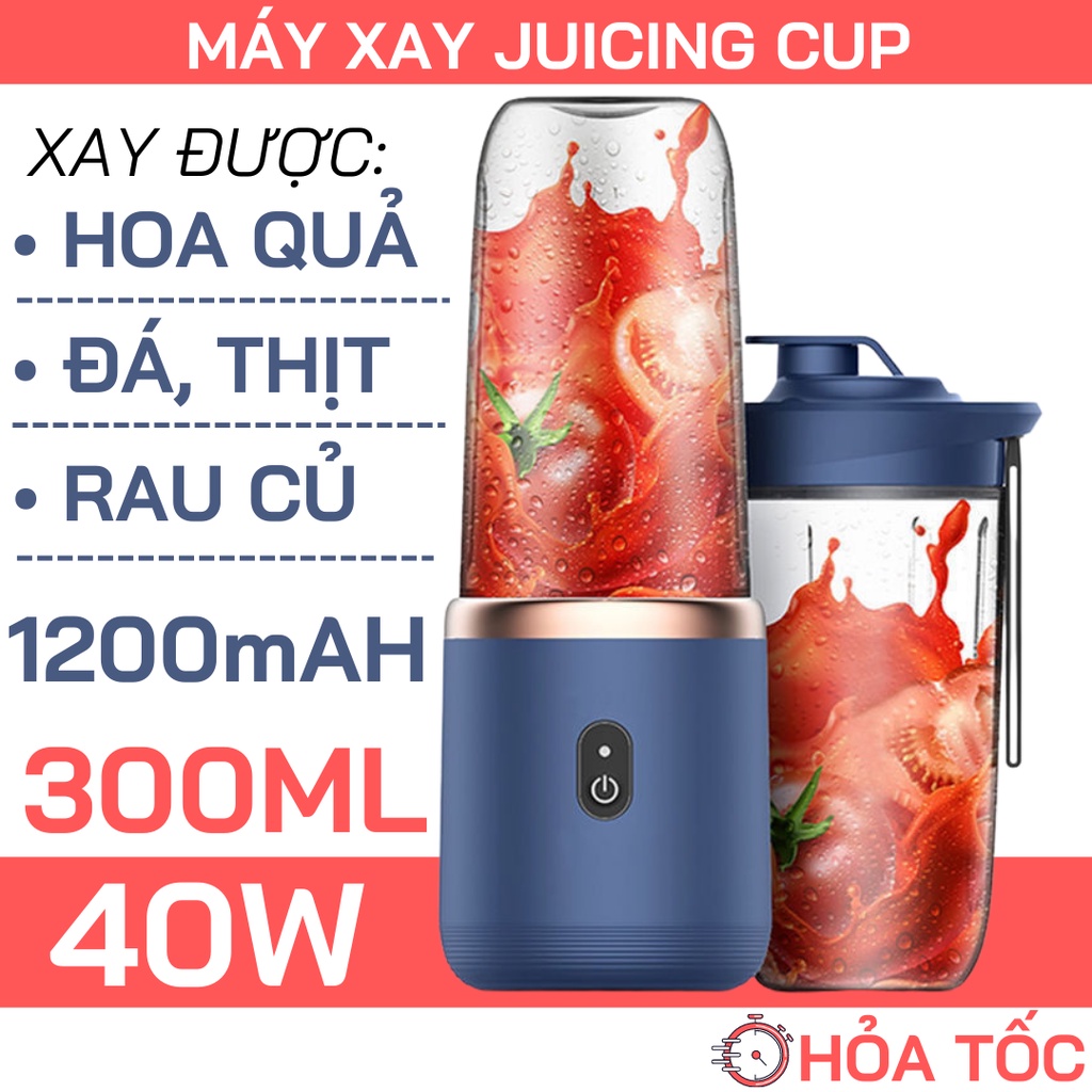 Máy Xay Sinh Tố Juicing Cup 300ML Cầm Tay 6 Lưỡi  Sử Dụng Pin Sạc Cổng USB Siêu Tiện Lợi