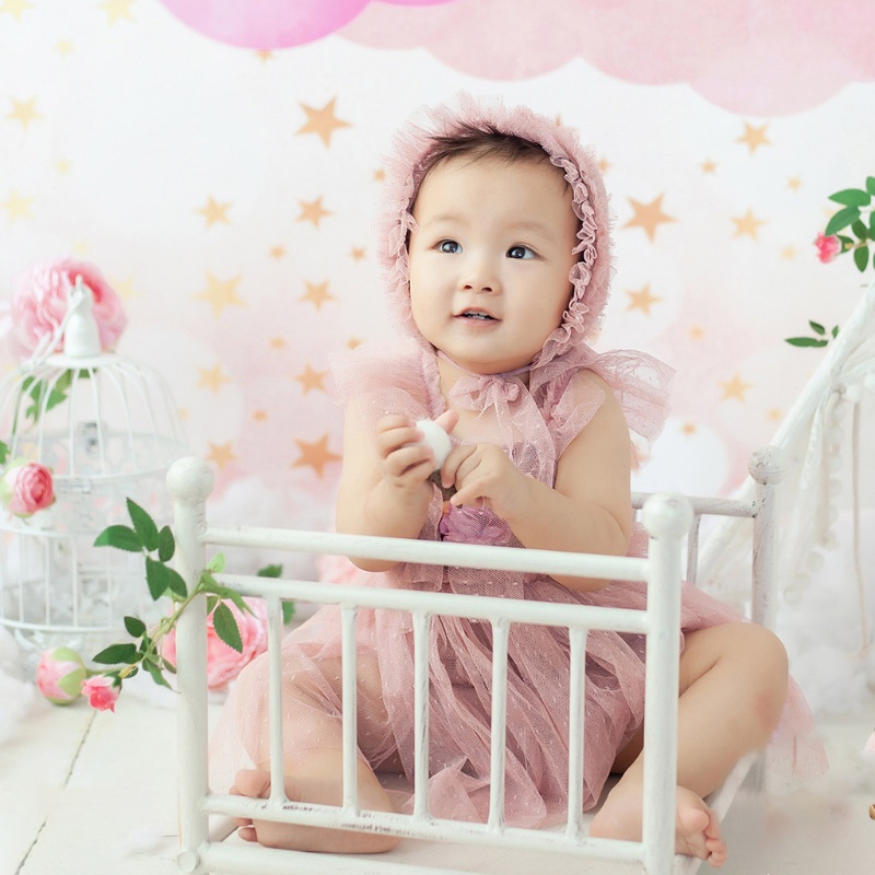 Set Mũ + Đầm + Băng Đô Chụp Ảnh Cho Bé