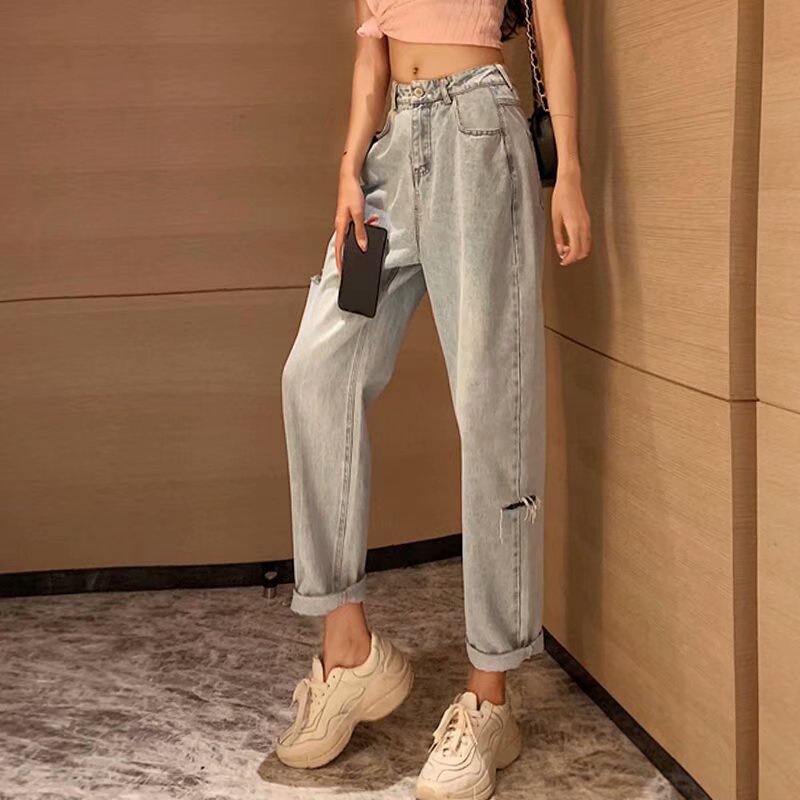 Quần Jeans Baggy Lưng Cao Ống Suông, Quần Jeans Baggy Nữ Ống Rộng, Quần Jeans Baggy Nữ Cạp Cao Ống Rộng