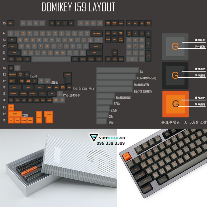 [Mã SKAMSALE03 giảm 10% đơn 200k] Bộ nút bàn phím Keycap SA Domikey Dolch Orange 159 nút