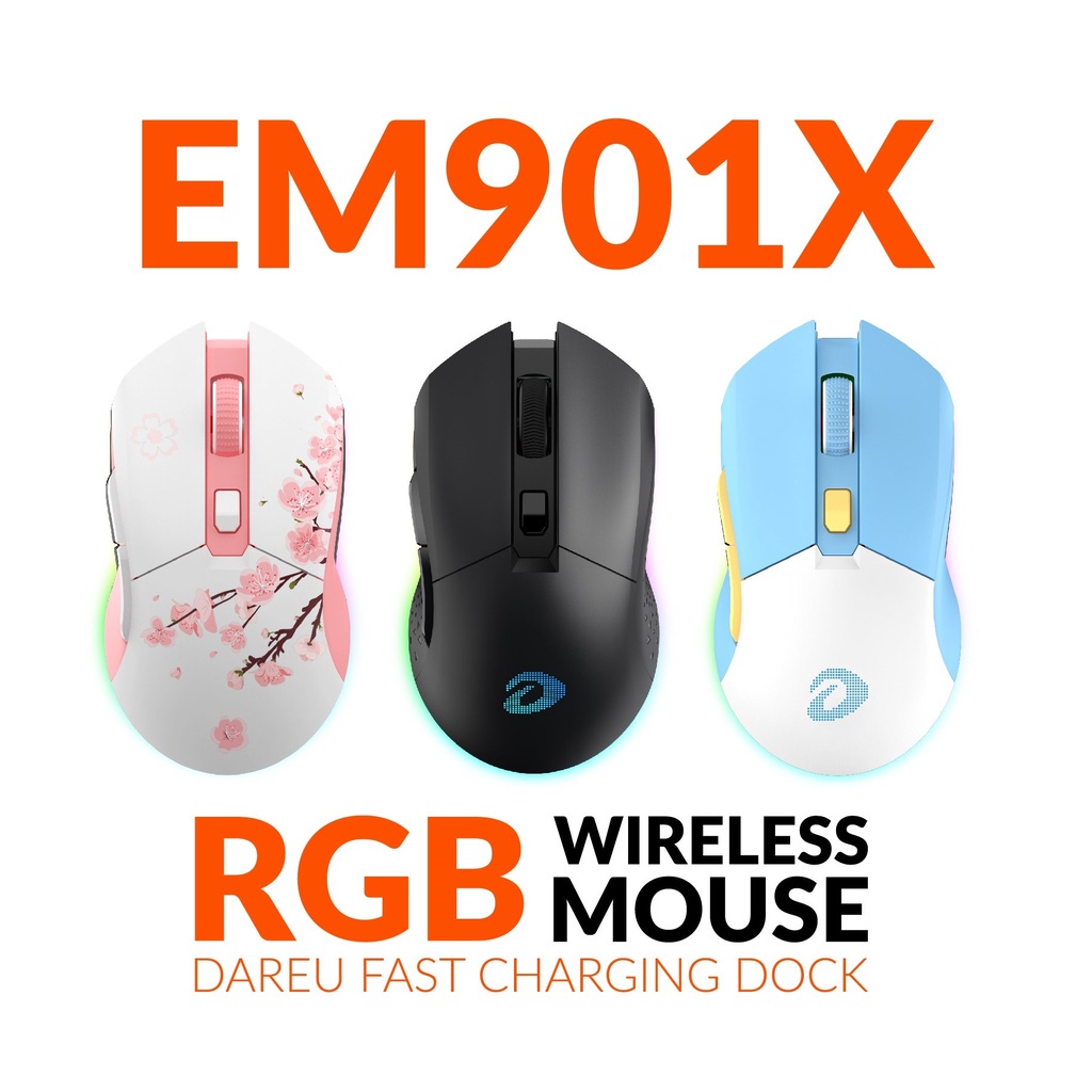 Chuột Gaming Không Dây DAREU EM901X RGB SUPERLIGHT, FAST CHARING DOCK - Hàng Chính Hãng