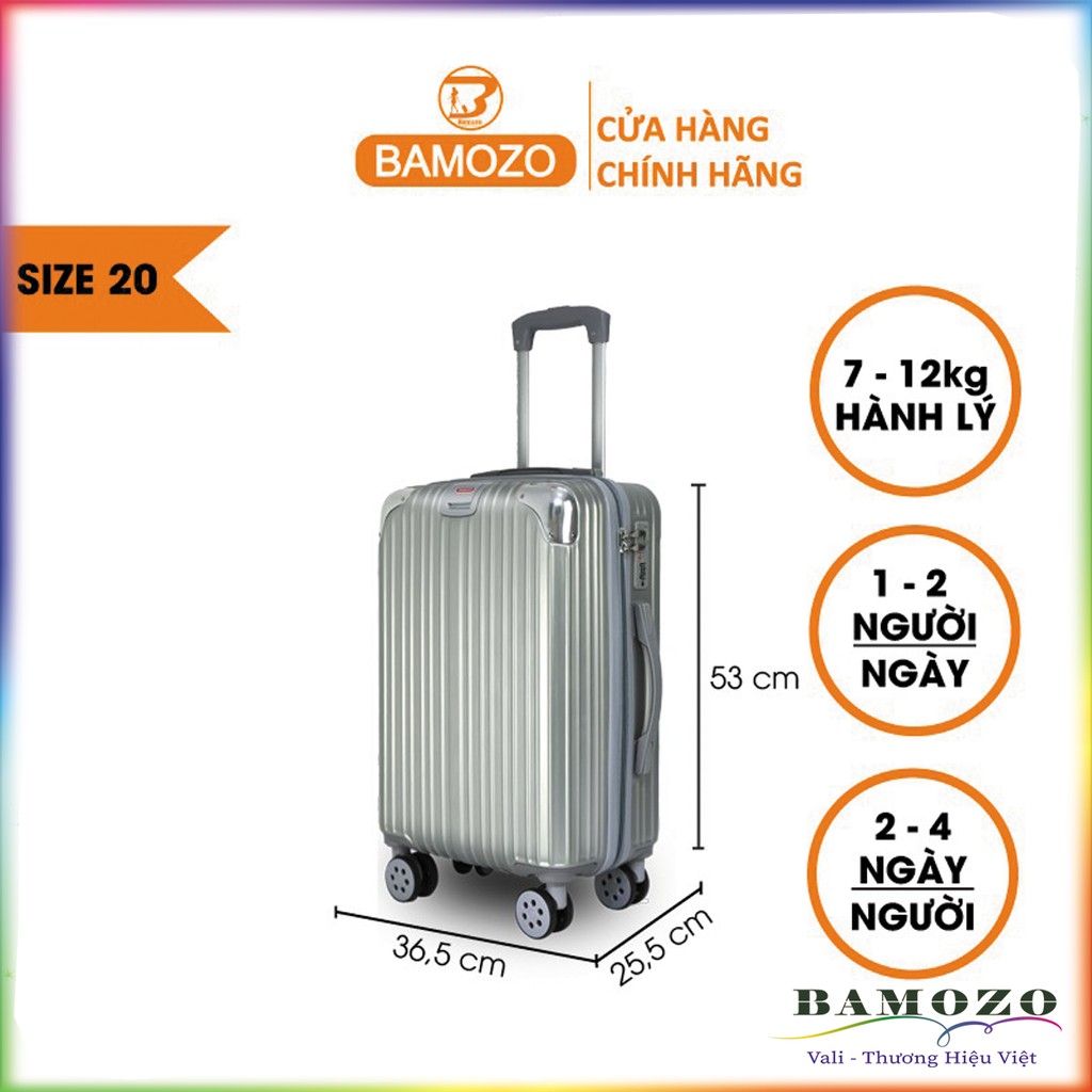 [GIÁ HỦY DIỆT] Vali Du Lịch Bamozo 8809 - Vali Size 20" - Size Xách Tay - Chống Va Đập - Trầy Xước - Bảo Hành 5 Năm