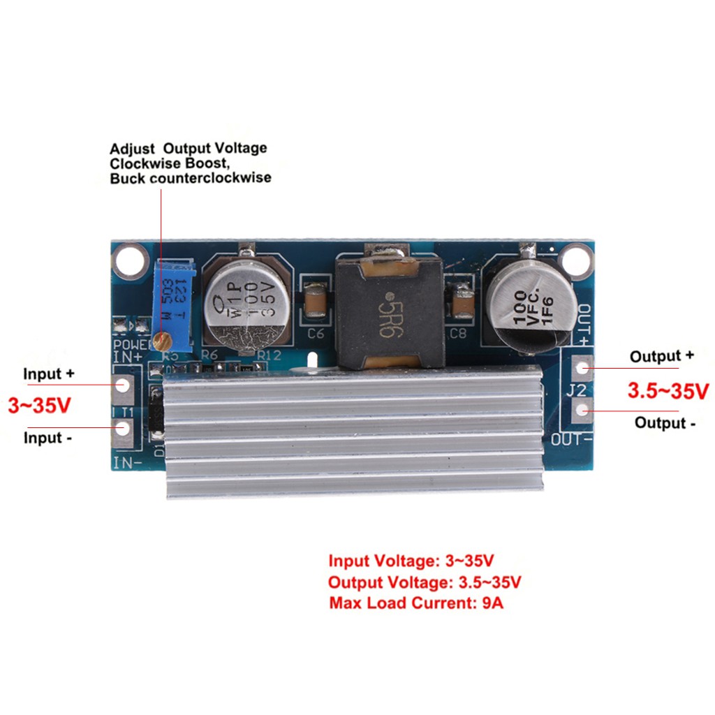 Mô đun bước tăng thế 100W DC-DC 4-30V To 5-35V 12V 24V 9A