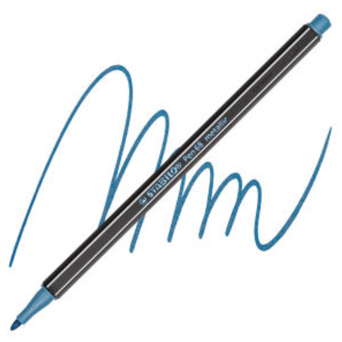 Bút lông nhũ Stabilo Pen 68 Metallic Marker – 1.4 mm – Màu xanh dương nhũ (Blue)