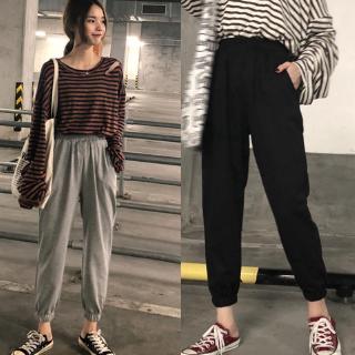 Quần thụng dài chín tấc eo cao lưng chun co giãn dáng rộng thời trang cho nữ