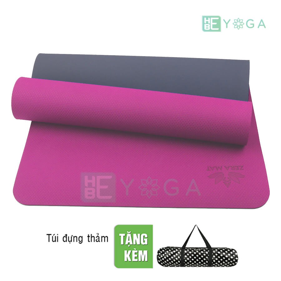 Thảm Tập Yoga Zera 6mm 2 Lớp Màu Hồng Tặng Kèm Túi