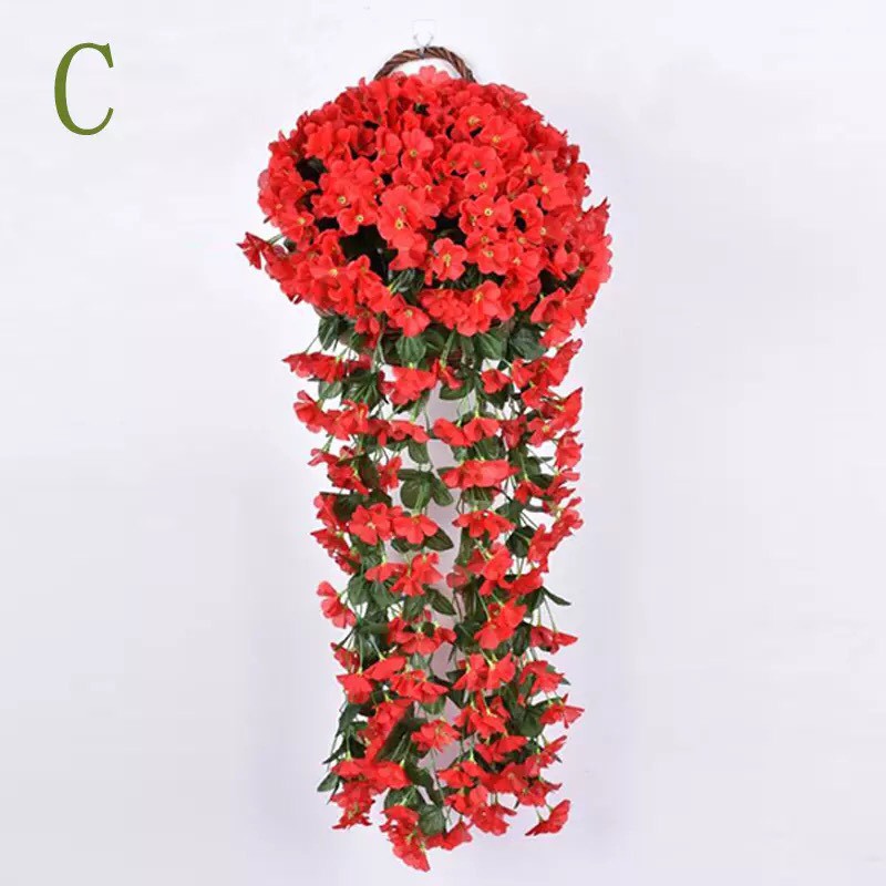 Chùm hoa phong lan treo tường, hoa giả trang trí ban công, sân vườn