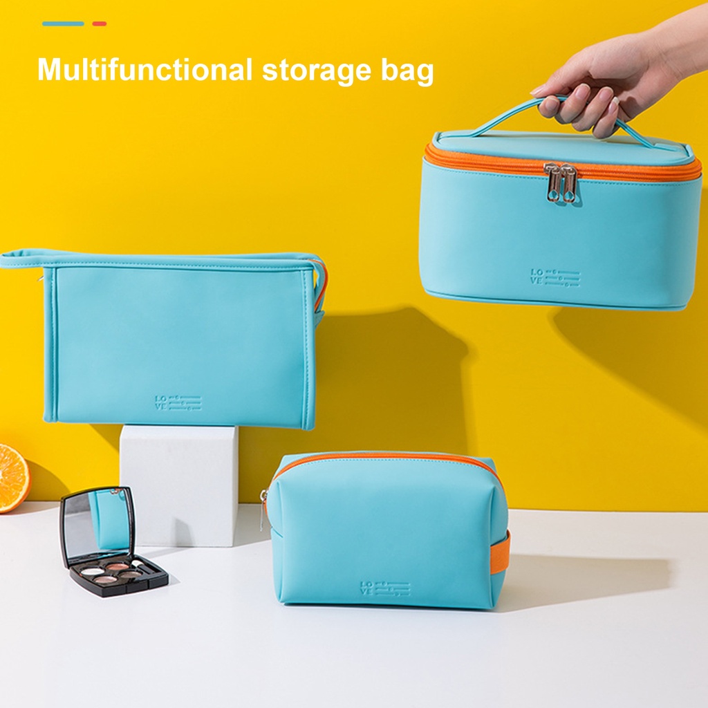 Túi Đựng Đồ Trang Điểm Bằng Da Giả Có Tay Cầm Tiện Dụng Mang Theo Du Lịch