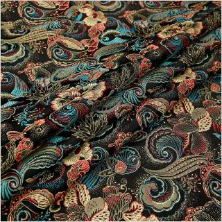 100x75cm Thêu Hoa Thổ Cẩm Vải Satin Lụa Cho Đầm Quilting