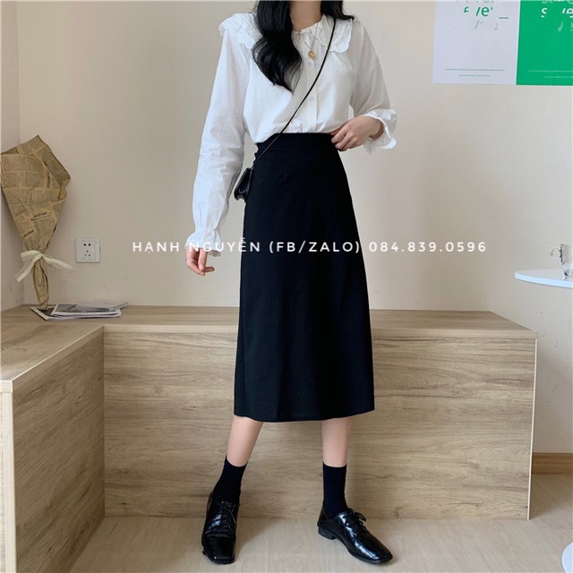 Chân váy cạp cao chữ A midi - Chân váy công sở chất tuyết mưa hàng thiết kê - Xưởng may hạnh hồng | BigBuy360 - bigbuy360.vn