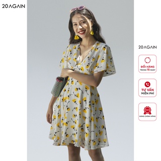 Đầm xòe 20AGAIN ngắn tay xòe nhún ngực DEA0201