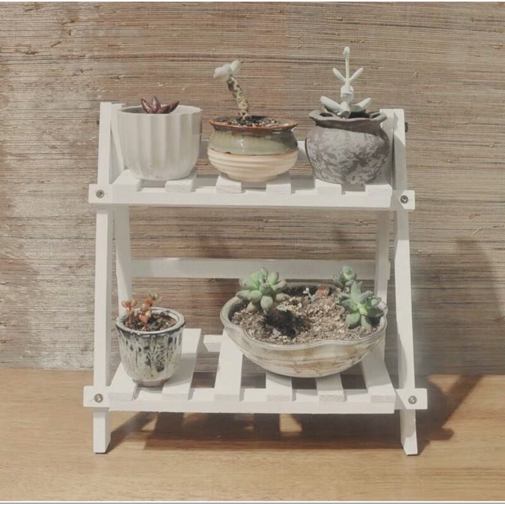 [Decor penthhouse Hàn Quốc] Kệ gỗ 2 tầng nhỏ trưng bày cây cảnh, đồ dùng cá nhân, Kệ gỗ đa năng gấp gọn tiện lợi
