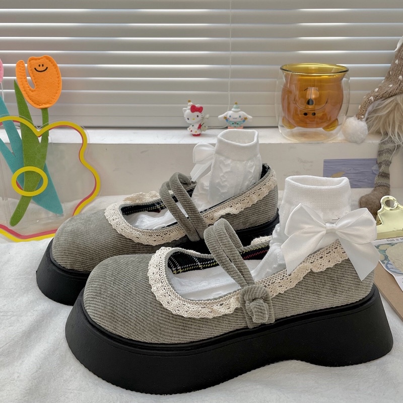 Giày lolita nữ độn đế cao,Giày da ulzzang nữ phong cách Hàn Quốc LT32