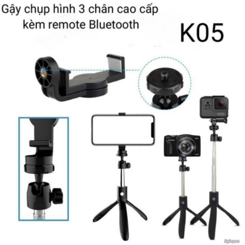 Gậy tự sướng, gậy chụp ảnh tripod K05 có remote bluetooth chụp hình từ xa