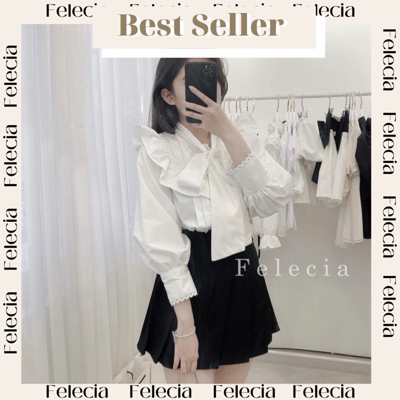 [BEST SELLER] Áo sơ mi thô trắng bèo nơ buộc (Lila Top) | WebRaoVat - webraovat.net.vn