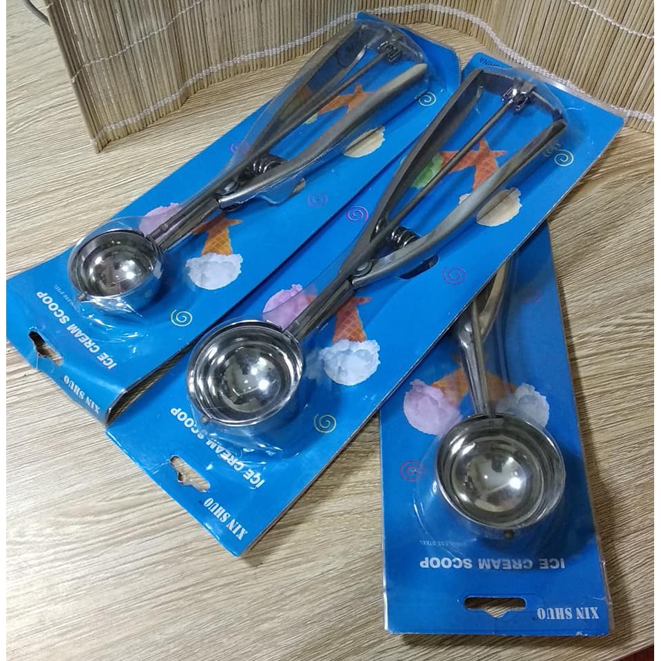 Muôi Múc Kem Viên 5cm ☘ SALE NGÀY VÀNG☘ Chất liệu inox, múc viên kem tươi đường kính 5cm , múc kem ốc quế