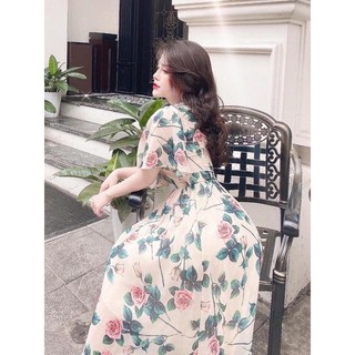 Váy voan tơ cổ nơ