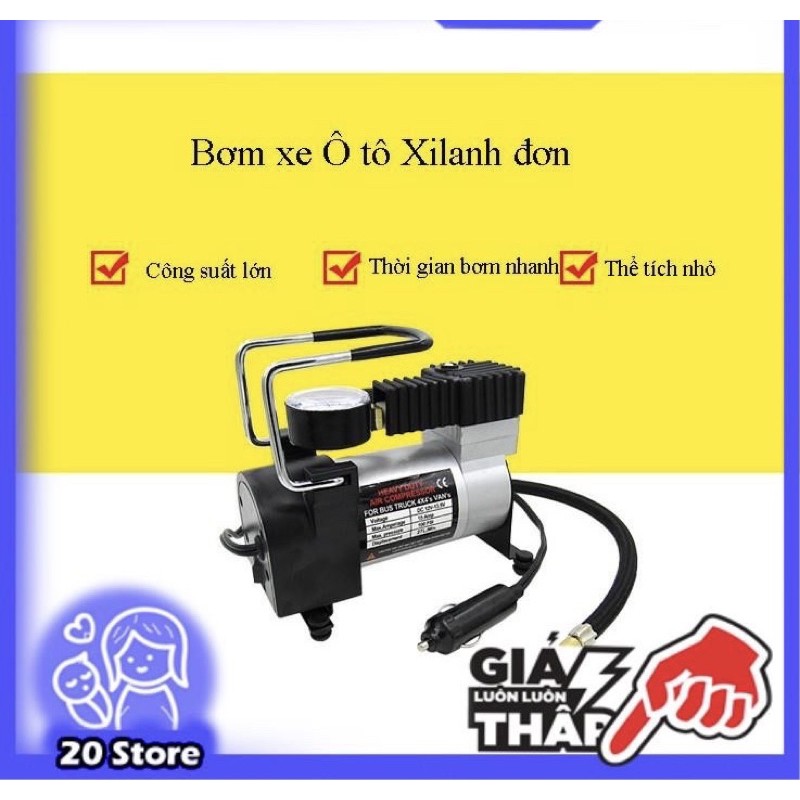 BƠM Ô TÔ - XE MÁY Mini 12V - 220V 150Psi cắm cổng sạc xe hơi - Có đồng hồ đo áp suất - BH 6 tháng [Mã FASHION] [Mã FREES