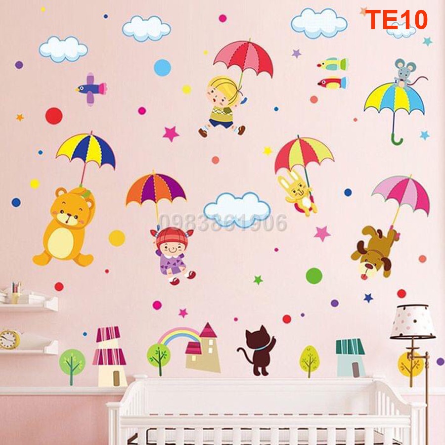 Decal dán tường vườn thú tiếng anh, đo chiều cao, vườn thú tinh nghịch