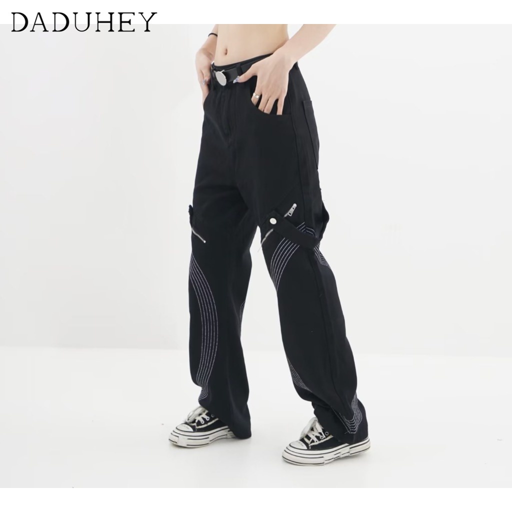 DaDuHey European and American High Street Straight Slightly Flared Jeans Men's Fashion Brand Hip Hop Hiphop Handsome Overalls
