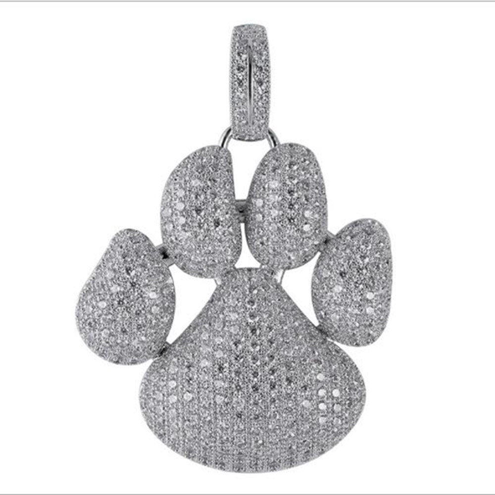 Tren kepribadian hip hop pendant beruang paw print pendant micro-studded zircon pria kalungaksesoris