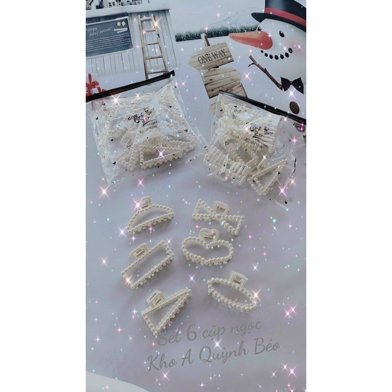 Set 6 kẹp tóc ngọc nhân tạo