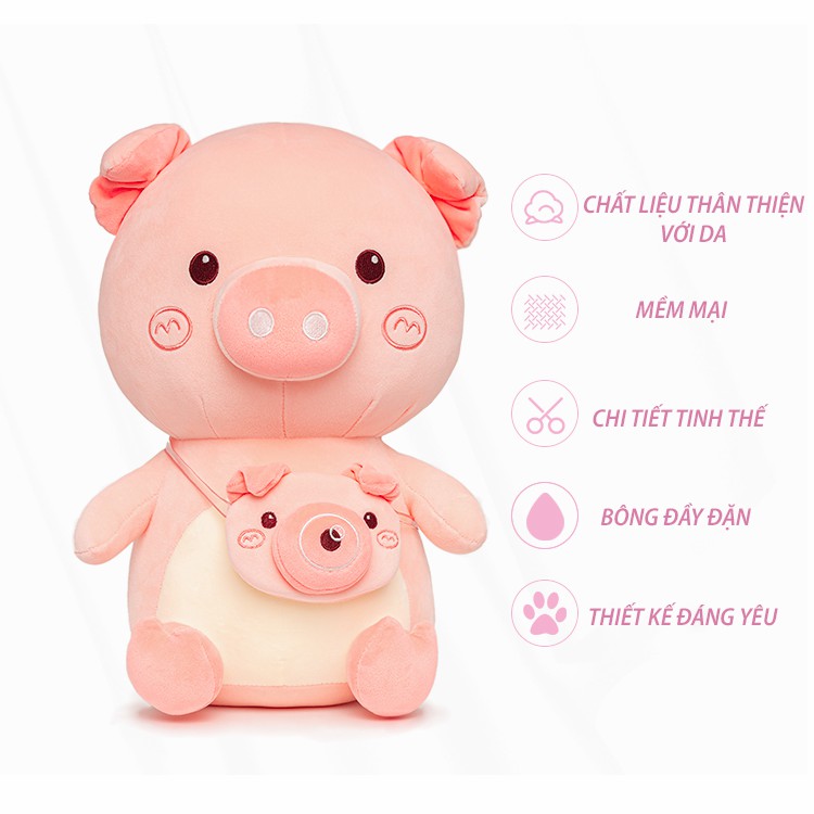 Gấu bông heo đeo túi xách cute cho bé - Otama Bedding