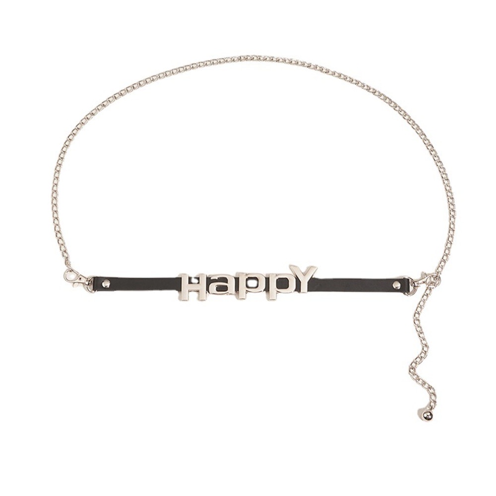 Thắt Lưng Dây Xích Dài In Chữ Wang Ánh Kim Thời Trang Hàn Quốc Cho Nữ