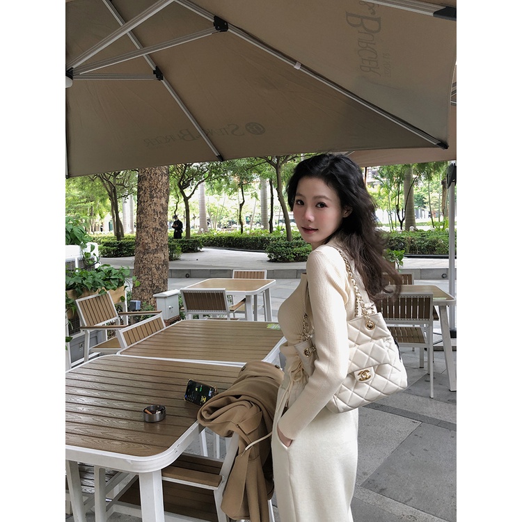Áo Len kiểu Nữ Cổ Vuông Rút Dây Eo Phong Cách Hàn Quốc Chất Len Tăm Mềm Mịn Co dãn Tốt