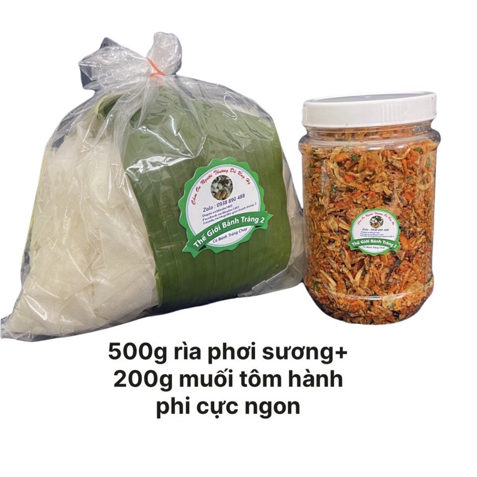 combo 0.5kg Rìa PHƠI SƯƠNG và 200g muối tôm hành phi