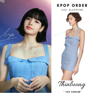 (Sẵn S) Đầm xanh hở vai sexy giống Lisa