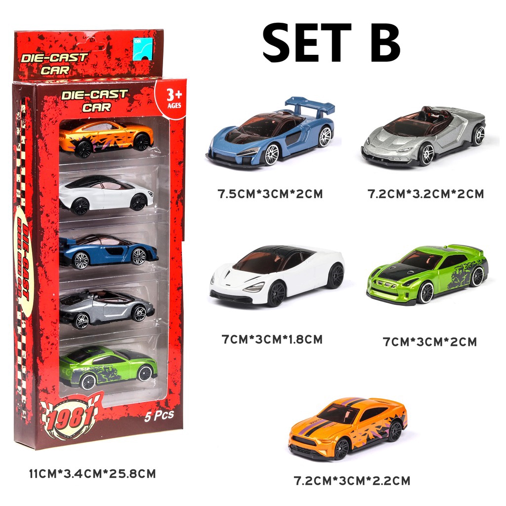 Set 5 Mô Hình Xe Ô Tô Thể Thao Đồ Chơi Tỉ Lệ 1 / 64