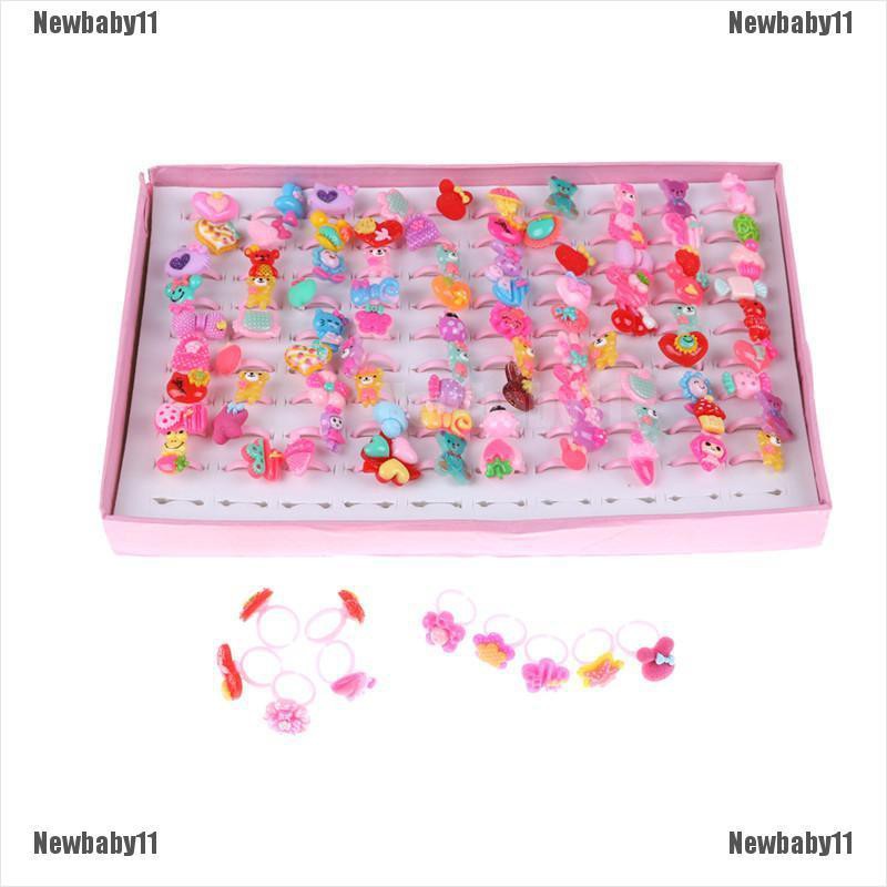 [COD Newb] Set 10 Nhẫn Resin Hoạt Hình Dễ Thương Hỗn Hợp Cho Trẻ Em / Trẻ Em